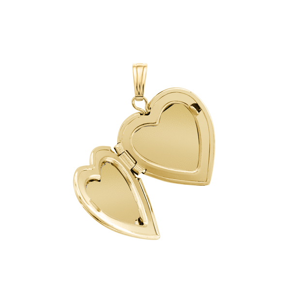 Plain Heart Locket in Sterling Silver 18K Yellow Gold Finish with Optional Engraving (15 mm - 26 mm)