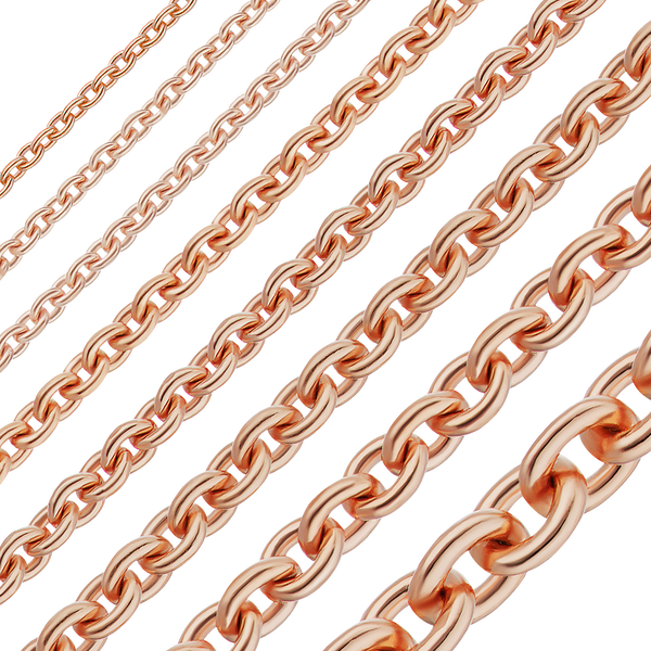 Bulk / Spooled Heavy Round Cable Chain in 14K & 18K Rose Gold (0.70 mm - 3.00 mm)