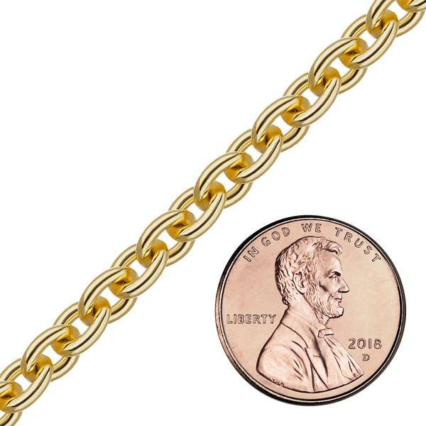 Bulk / Spooled Heavy Round Cable Chain in 14K & 18K Yellow Gold (0.70 mm - 4.30 mm)