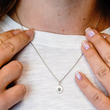 Load image into Gallery viewer, ITI NYC Initial Pendants with Black Enamel in Sterling Silver (11mm) (100% Polished with Bail - Includes CZ)
