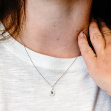 Load image into Gallery viewer, ITI NYC Initial Pendants with Black Enamel in Sterling Silver (11mm) (100% Polished with Bail - Includes CZ)
