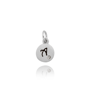 ITI NYC Initial Pendants with Black Enamel in Sterling Silver (11mm) (100% Polished with Bail - Includes CZ)