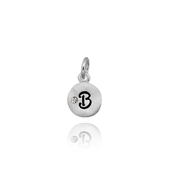 ITI NYC Initial Pendants with Black Enamel in Sterling Silver (11mm) (100% Polished with Bail - Includes CZ)
