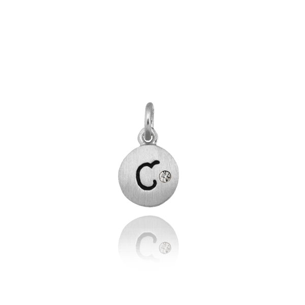 ITI NYC Initial Pendants with Black Enamel in Sterling Silver (11mm) (100% Polished with Bail - Includes CZ)