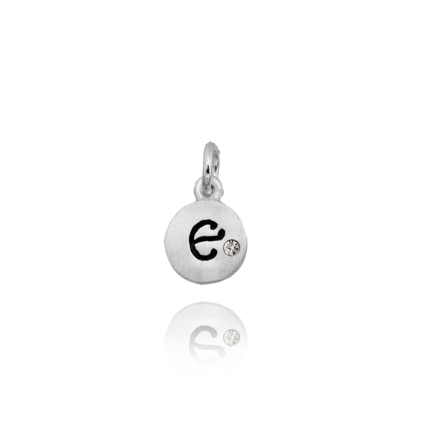 ITI NYC Initial Pendants with Black Enamel in Sterling Silver (11mm) (100% Polished with Bail - Includes CZ)