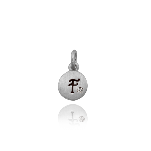 ITI NYC Initial Pendants with Black Enamel in Sterling Silver (11mm) (100% Polished with Bail - Includes CZ)