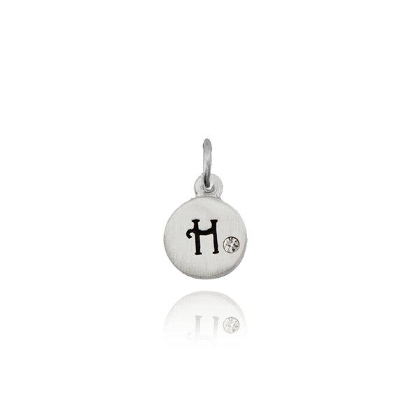 ITI NYC Initial Pendants with Black Enamel in Sterling Silver (11mm) (100% Polished with Bail - Includes CZ)