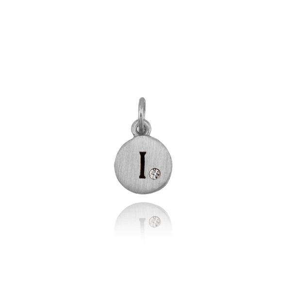 ITI NYC Initial Pendants with Black Enamel in Sterling Silver (11mm) (100% Polished with Bail - Includes CZ)