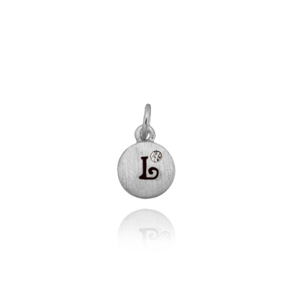 ITI NYC Initial Pendants with Black Enamel in Sterling Silver (11mm) (100% Polished with Bail - Includes CZ)