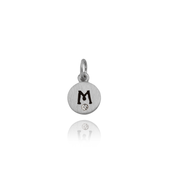 ITI NYC Initial Pendants with Black Enamel in Sterling Silver (11mm) (100% Polished with Bail - Includes CZ)