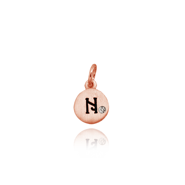 ITI NYC Initial Pendants with Black Enamel in Sterling Silver (11mm) (100% Polished with Bail - Includes CZ)