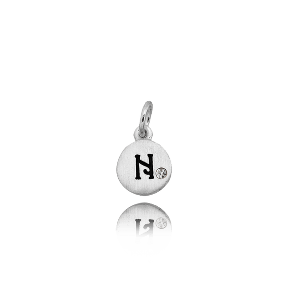 ITI NYC Initial Pendants with Black Enamel in Sterling Silver (11mm) (100% Polished with Bail - Includes CZ)