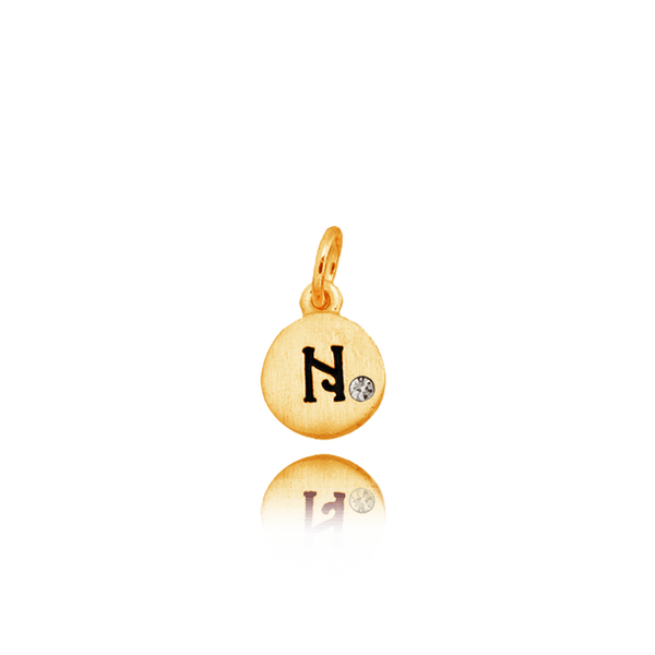 ITI NYC Initial Pendants with Black Enamel in Sterling Silver (11mm) (100% Polished with Bail - Includes CZ)