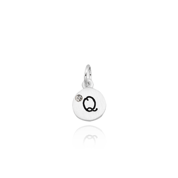 ITI NYC Initial Pendants with Black Enamel in Sterling Silver (11mm) (100% Polished with Bail - Includes CZ)