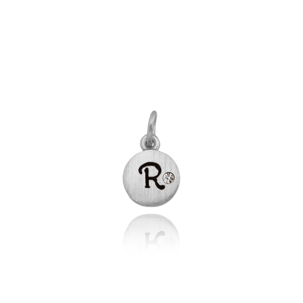 ITI NYC Initial Pendants with Black Enamel in Sterling Silver (11mm) (100% Polished with Bail - Includes CZ)
