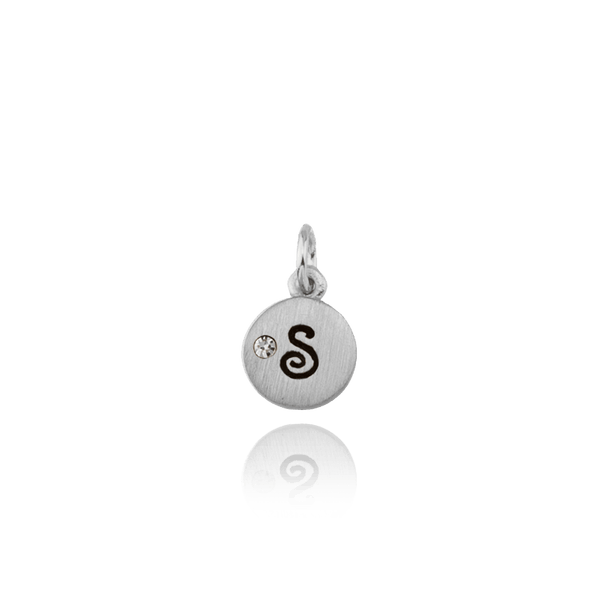 ITI NYC Initial Pendants with Black Enamel in Sterling Silver (11mm) (100% Polished with Bail - Includes CZ)