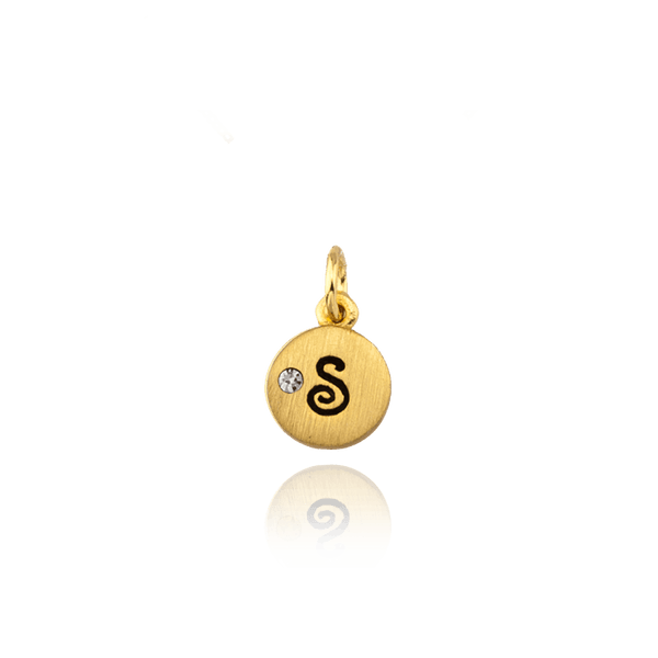 ITI NYC Initial Pendants with Black Enamel in Sterling Silver (11mm) (100% Polished with Bail - Includes CZ)