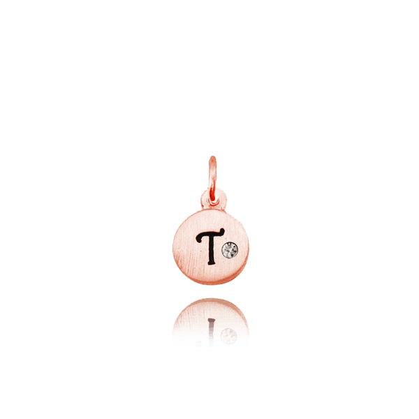 ITI NYC Initial Pendants with Black Enamel in Sterling Silver (11mm) (100% Polished with Bail - Includes CZ)