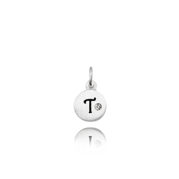 ITI NYC Initial Pendants with Black Enamel in Sterling Silver (11mm) (100% Polished with Bail - Includes CZ)