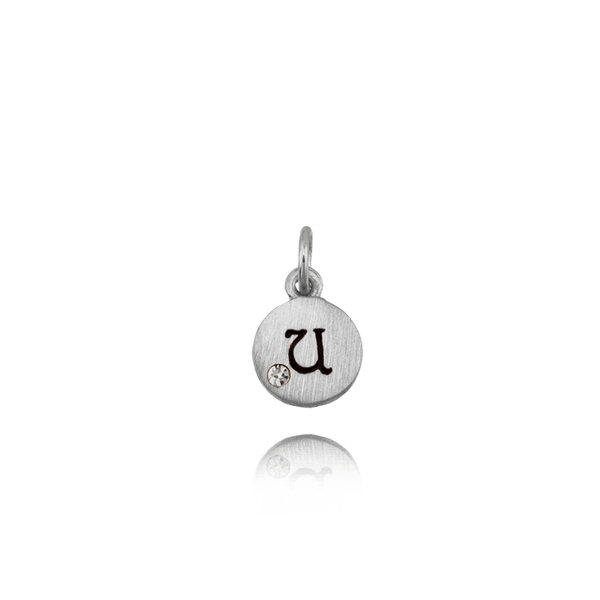 ITI NYC Initial Pendants with Black Enamel in Sterling Silver (11mm) (100% Polished with Bail - Includes CZ)