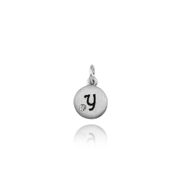 ITI NYC Initial Pendants with Black Enamel in Sterling Silver (11mm) (100% Polished with Bail - Includes CZ)