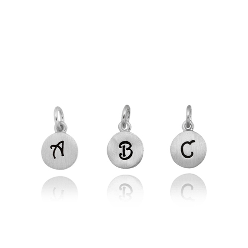 ITI NYC Initial Pendants with Black Enamel in Sterling Silver (11mm) (100% Polished with Bail)