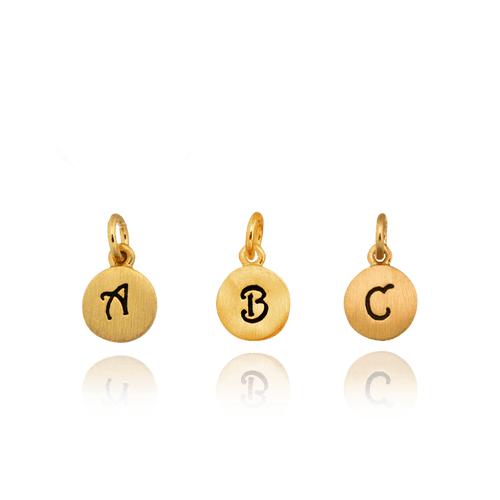 ITI NYC Initial Pendants with Black Enamel in 14K Gold (11mm) (100% Polished with Bail)