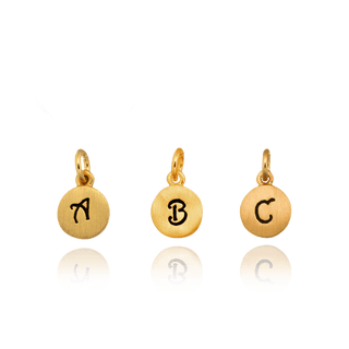 ITI NYC Initial Pendants with Black Enamel in 14K Gold (11mm) (100% Polished with Bail)