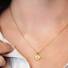 Load image into Gallery viewer, ITI NYC Initial Pendants with Black Enamel in 14K Gold (11mm) (100% Polished with Bail)
