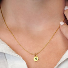 Load image into Gallery viewer, ITI NYC Initial Pendants with Black Enamel in 14K Gold (11mm) (100% Polished with Bail)
