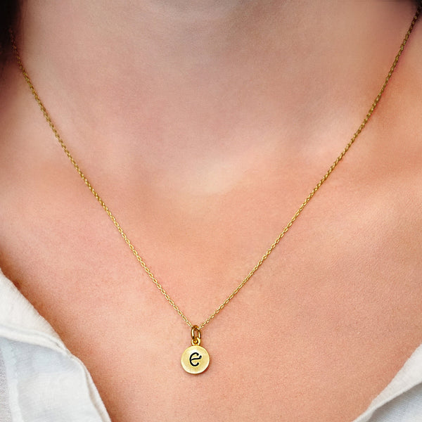 ITI NYC Initial Pendants with Black Enamel in 14K Gold (11mm) (100% Polished with Bail)