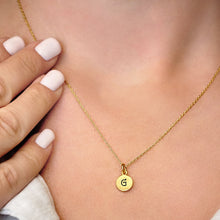 Load image into Gallery viewer, ITI NYC Initial Pendants with Black Enamel in 14K Gold (11mm) (100% Polished with Bail)
