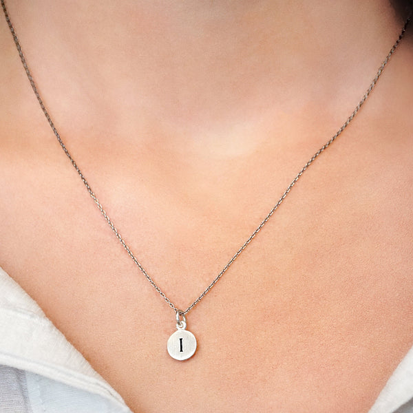 ITI NYC Initial Pendants with Black Enamel in 14K Gold (11mm) (100% Polished with Bail)