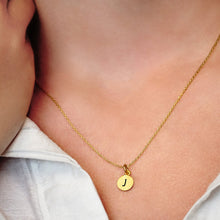 Load image into Gallery viewer, ITI NYC Initial Pendants with Black Enamel in 14K Gold (11mm) (100% Polished with Bail)
