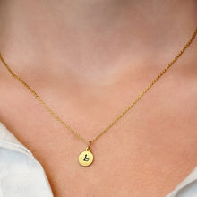 Load image into Gallery viewer, ITI NYC Initial Pendants with Black Enamel in 14K Gold (11mm) (100% Polished with Bail)
