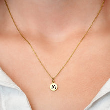 Load image into Gallery viewer, ITI NYC Initial Pendants with Black Enamel in 14K Gold (11mm) (100% Polished with Bail)
