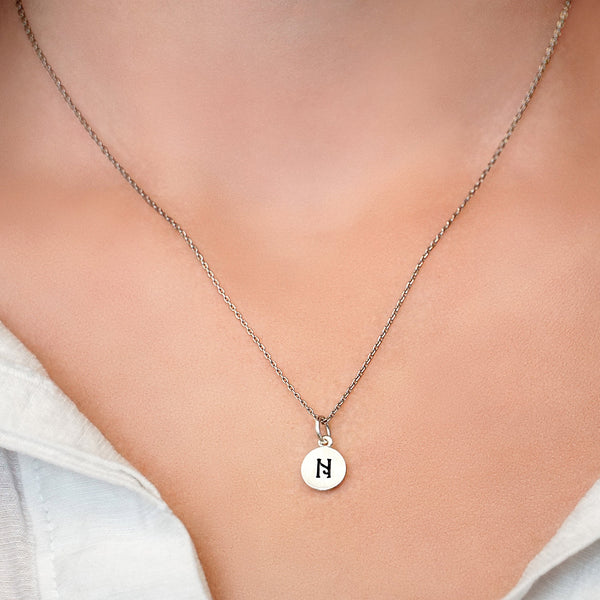 ITI NYC Initial Pendants with Black Enamel in 14K Gold (11mm) (100% Polished with Bail)