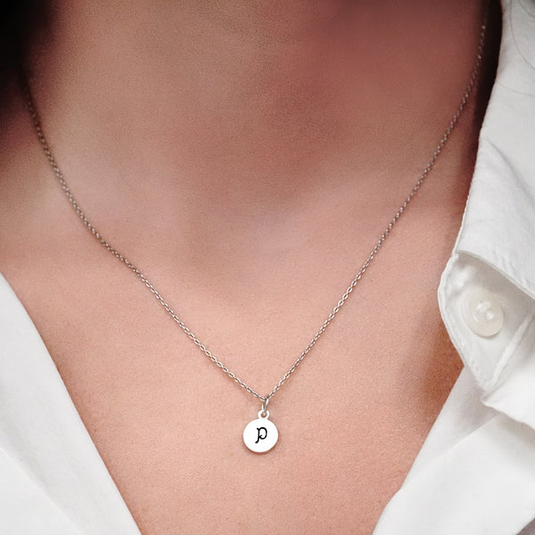 ITI NYC Initial Pendants with Black Enamel in 14K Gold (11mm) (100% Polished with Bail)