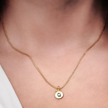 Load image into Gallery viewer, ITI NYC Initial Pendants with Black Enamel in 14K Gold (11mm) (100% Polished with Bail)
