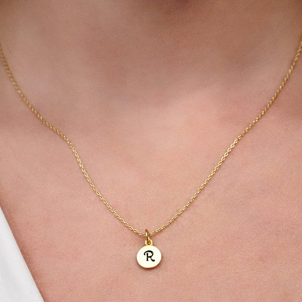 ITI NYC Initial Pendants with Black Enamel in 14K Gold (11mm) (100% Polished with Bail)