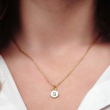 Load image into Gallery viewer, ITI NYC Initial Pendants with Black Enamel in 14K Gold (11mm) (100% Polished with Bail)
