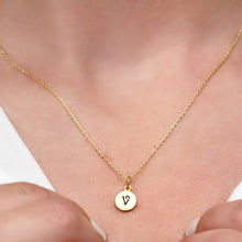 Load image into Gallery viewer, ITI NYC Initial Pendants with Black Enamel in 14K Gold (11mm) (100% Polished with Bail)
