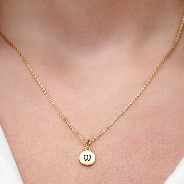 ITI NYC Initial Pendants with Black Enamel in 14K Gold (11mm) (100% Polished with Bail)