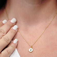 Load image into Gallery viewer, ITI NYC Initial Pendants with Black Enamel in 14K Gold (11mm) (100% Polished with Bail)
