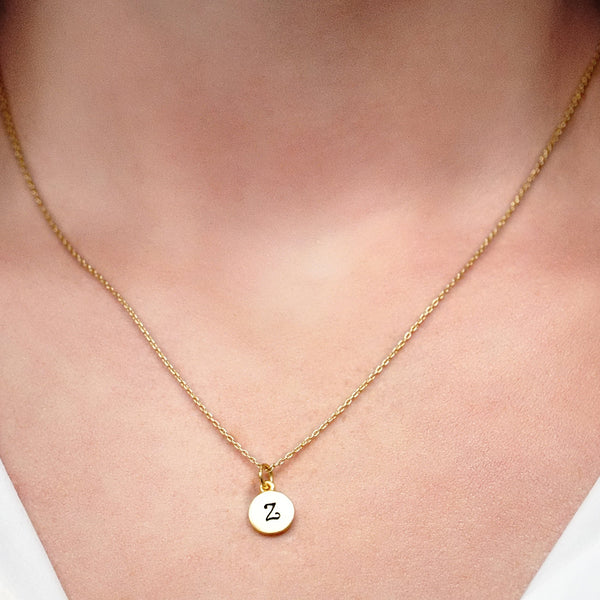 ITI NYC Initial Pendants with Black Enamel in 14K Gold (11mm) (100% Polished with Bail)