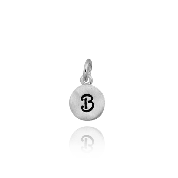 ITI NYC Initial Pendants with Black Enamel in Sterling Silver (11mm) (100% Polished with Bail)