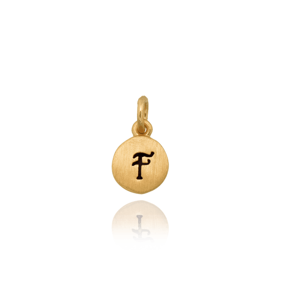 ITI NYC Initial Pendants with Black Enamel in 14K Gold (11mm) (100% Polished with Bail)