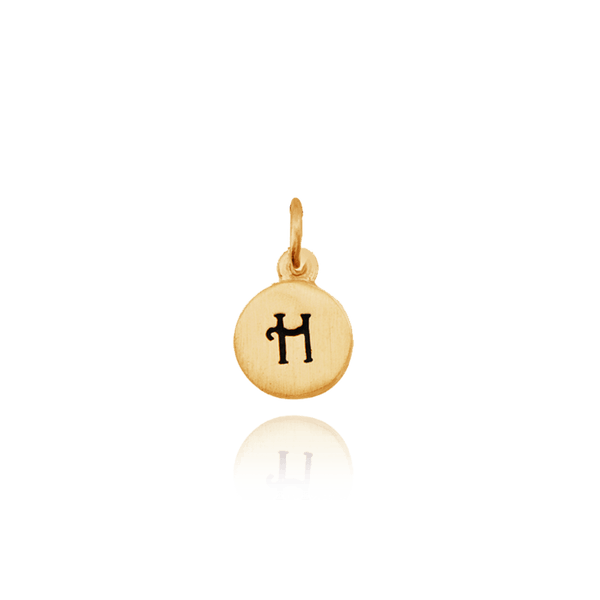 ITI NYC Initial Pendants with Black Enamel in 14K Gold (11mm) (100% Polished with Bail)