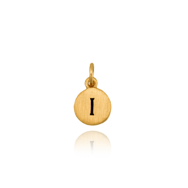 ITI NYC Initial Pendants with Black Enamel in 14K Gold (11mm) (100% Polished with Bail)