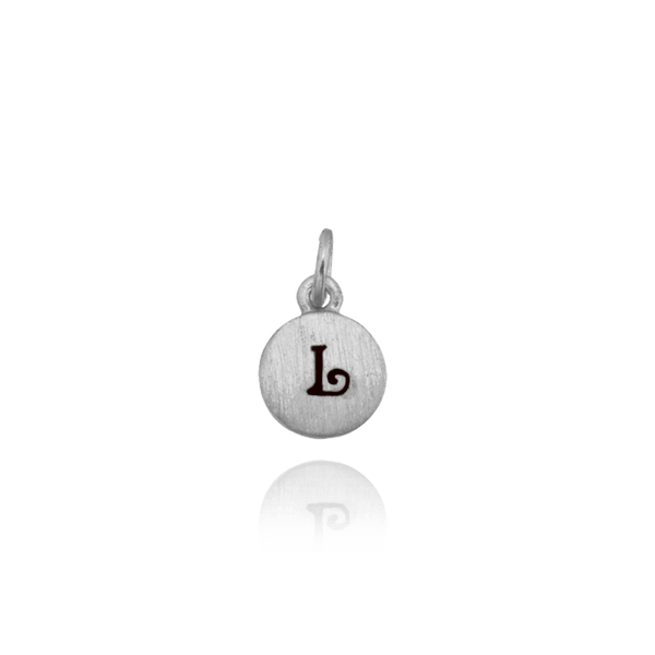 ITI NYC Initial Pendants with Black Enamel in Sterling Silver (11mm) (100% Polished with Bail)